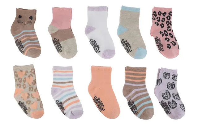 capelli-new-york-infant-socks-crew-10er-leopard-kitty-12-24m image 1