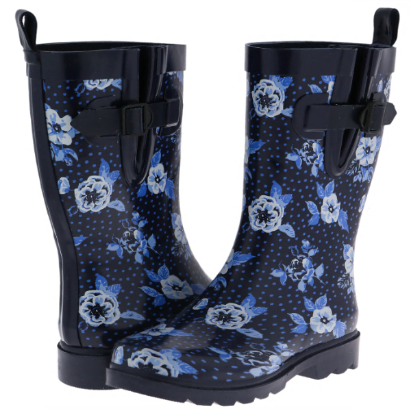 capelli-new-york-gummistiefel-damen-navy-blumenprint-schnalle image 3