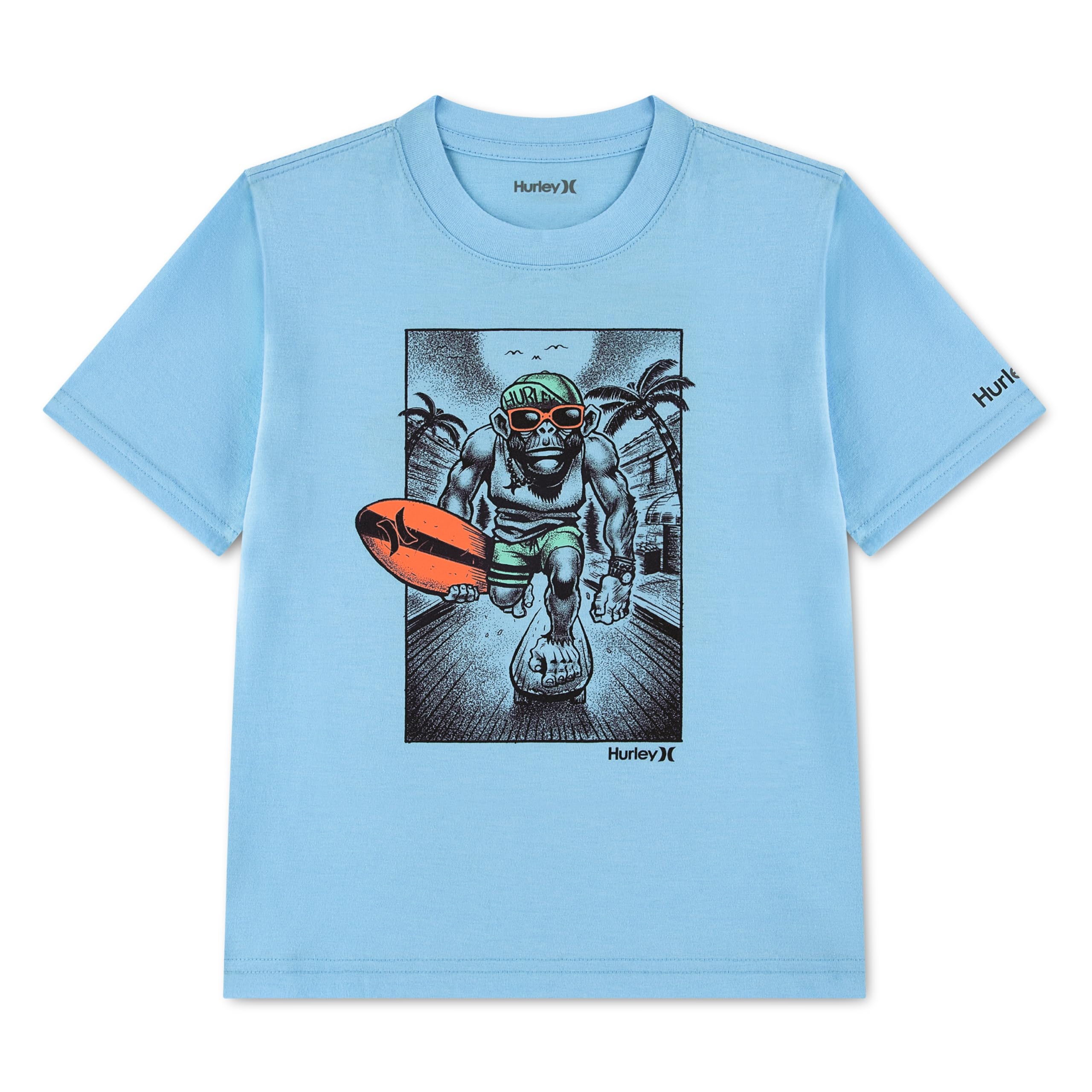 hurley-jungen-grafik-t-shirt-kurzarm-jersey-blau-wei image 7