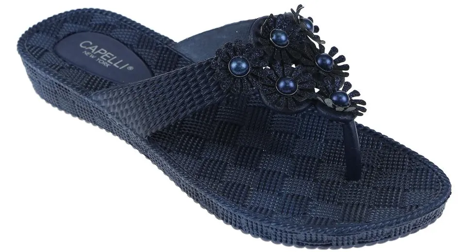 capelli-new-york-flip-flops-zehentrenner-navy-blumen-glitzer image 1