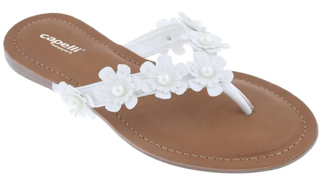 capelli-new-york-ladies-flip-flops-zehentrenner-wei-blumen image 1