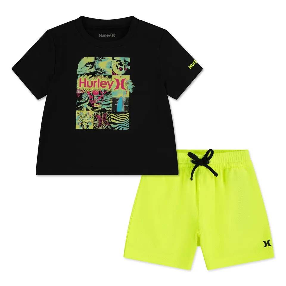 hurley-88793-baby-set-t-shirt-shorts-12-monate-mesh image 1