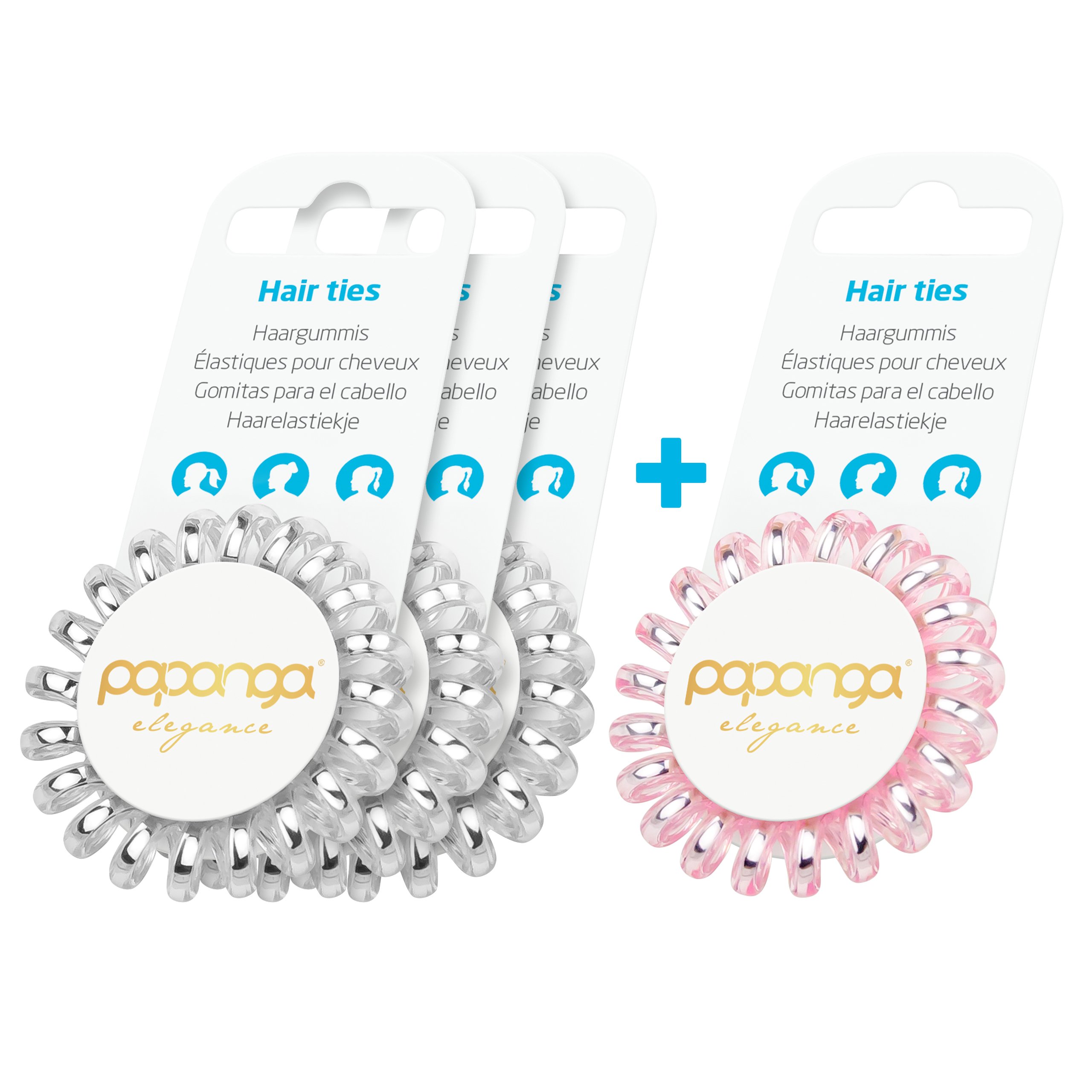 papanga-elegance-small-spiral-haargummi-4er-silver-ros image 1