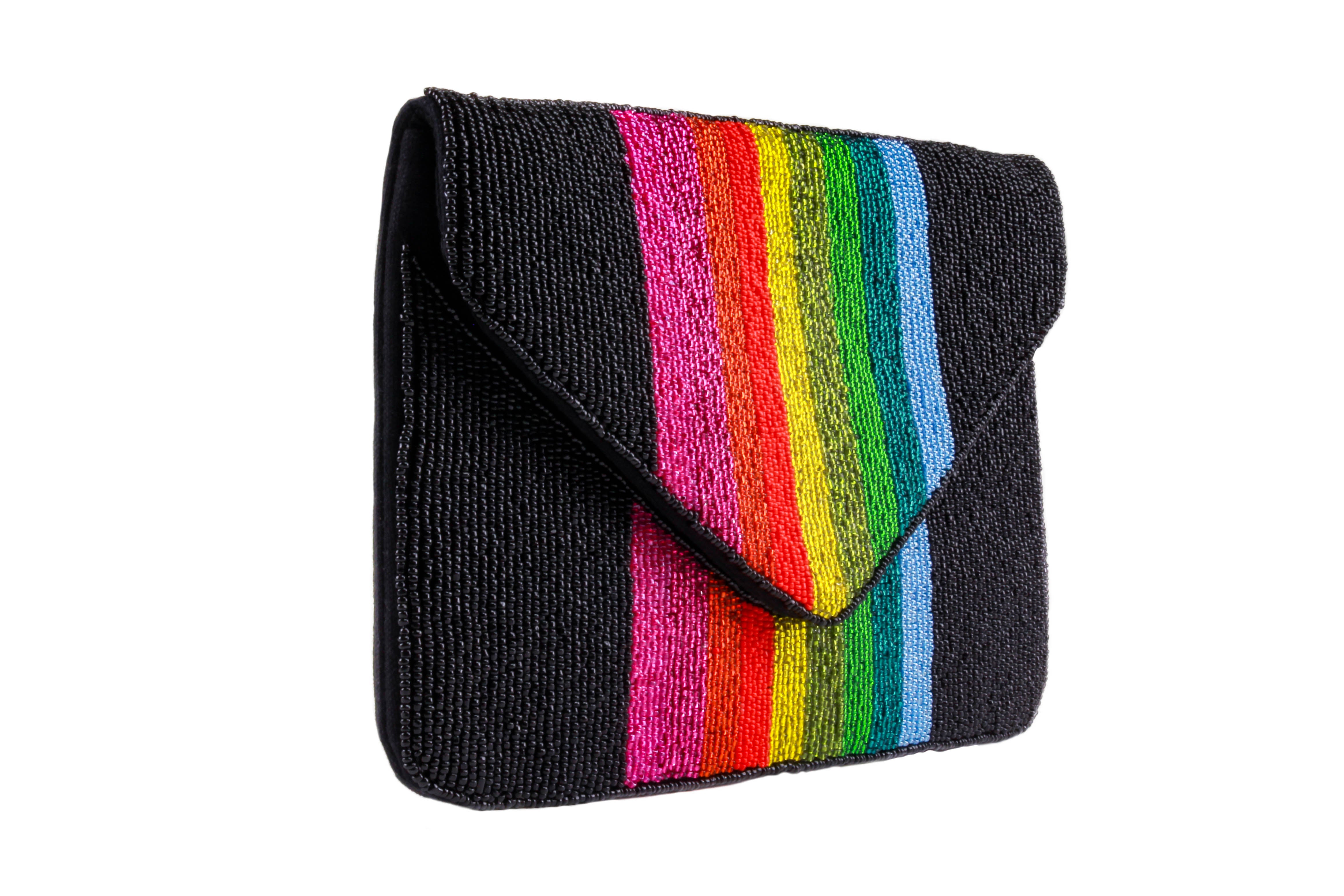 capelli-new-york-ladies-handbags-rainbow-beaded-clutch-kette image 4