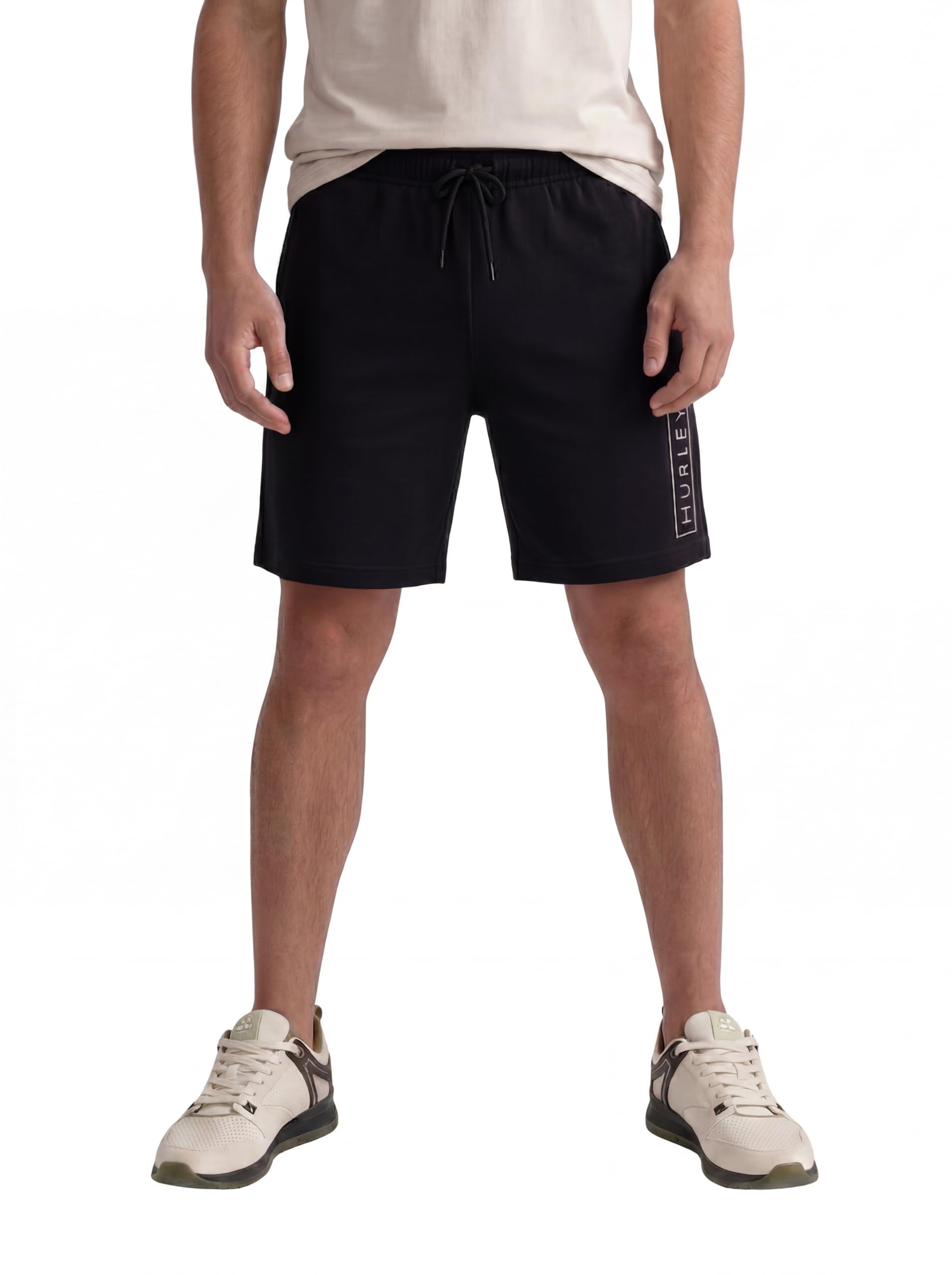 hurley-boxed-logo-fleece-shorts-herren-l-grau-baumwolle image 7