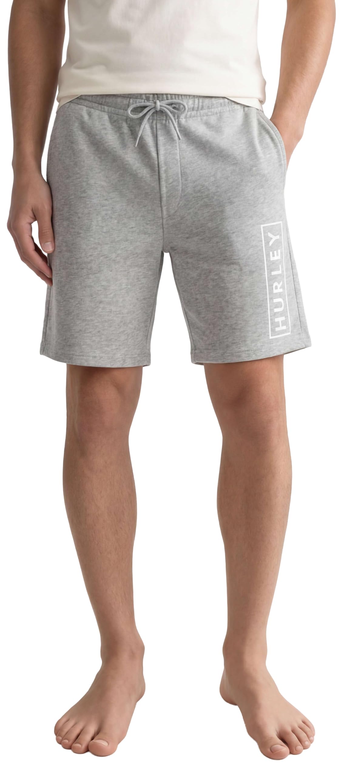 hurley-boxed-logo-fleece-shorts-herren-l-grau-baumwolle image 1