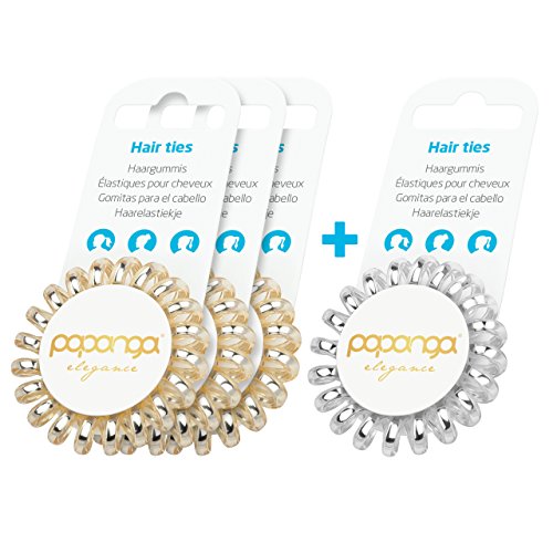 papanga-elegance-small-spiral-haargummi-4er-golden-silver image 4