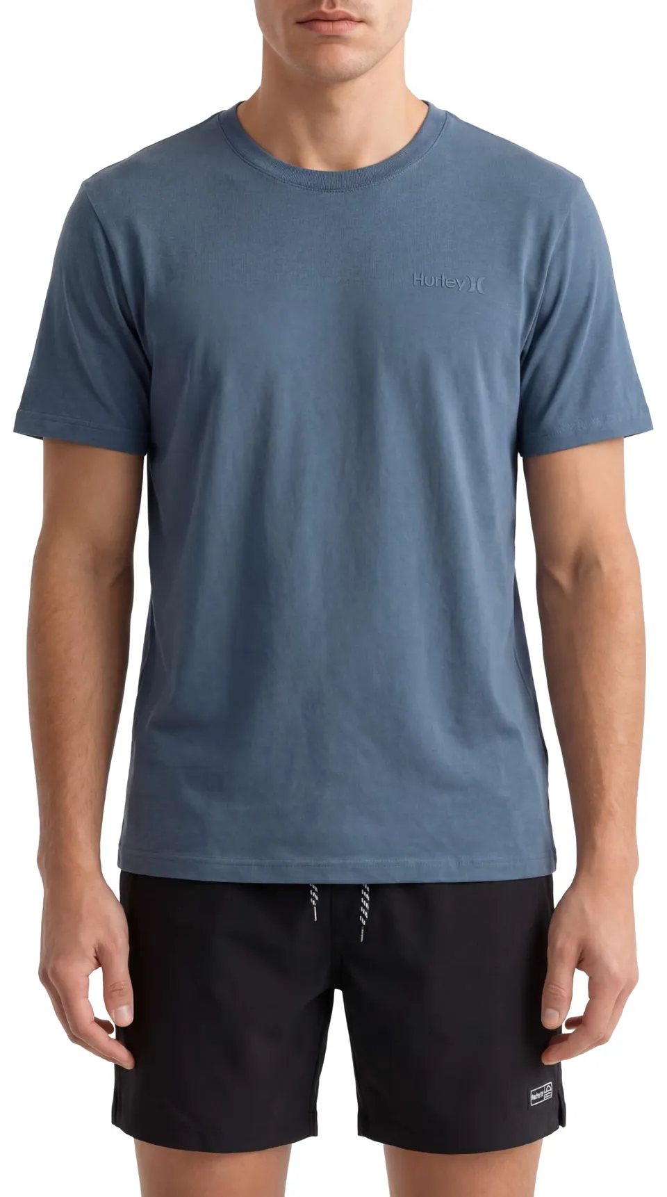 hurley-amped-tee-herren-t-shirt-gr-e-s-grey-navy-baumwolle image 1