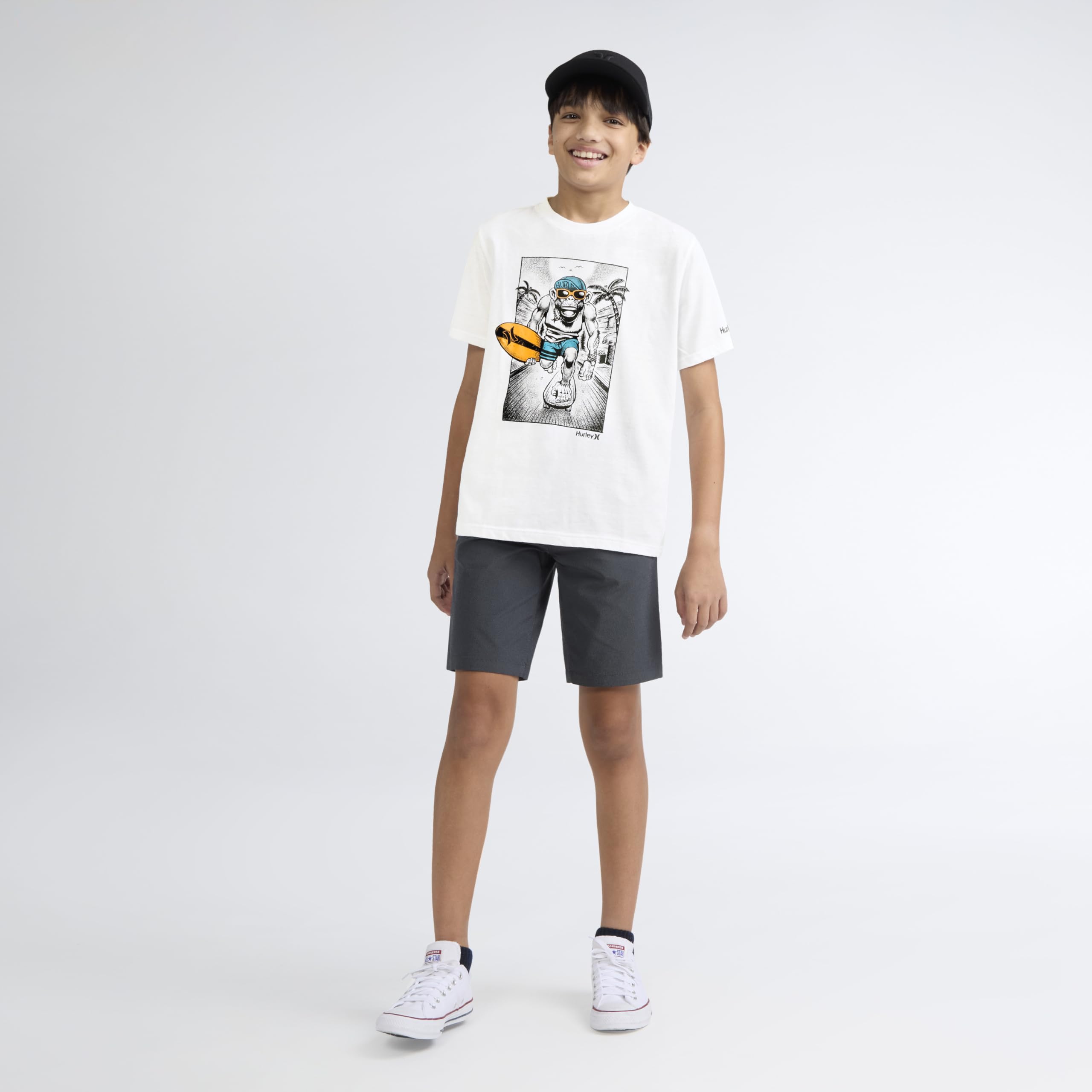 hurley-jungen-grafik-t-shirt-kurzarm-jersey-blau-wei image 4