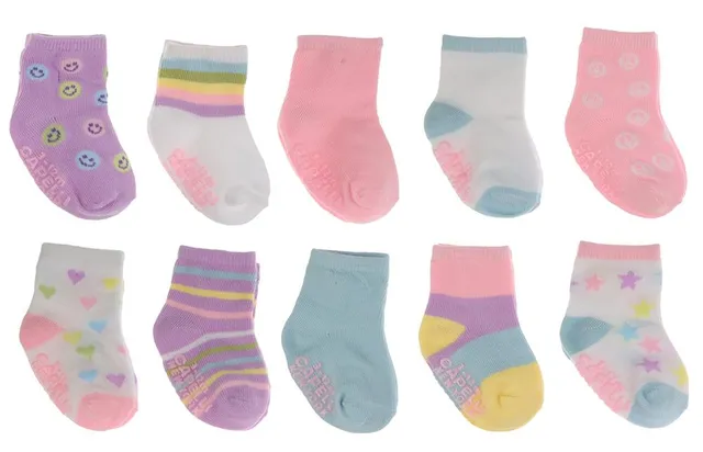 capelli-new-york-infant-girls-crew-socken-10er-pack-mit-grip-antirutsch image 1