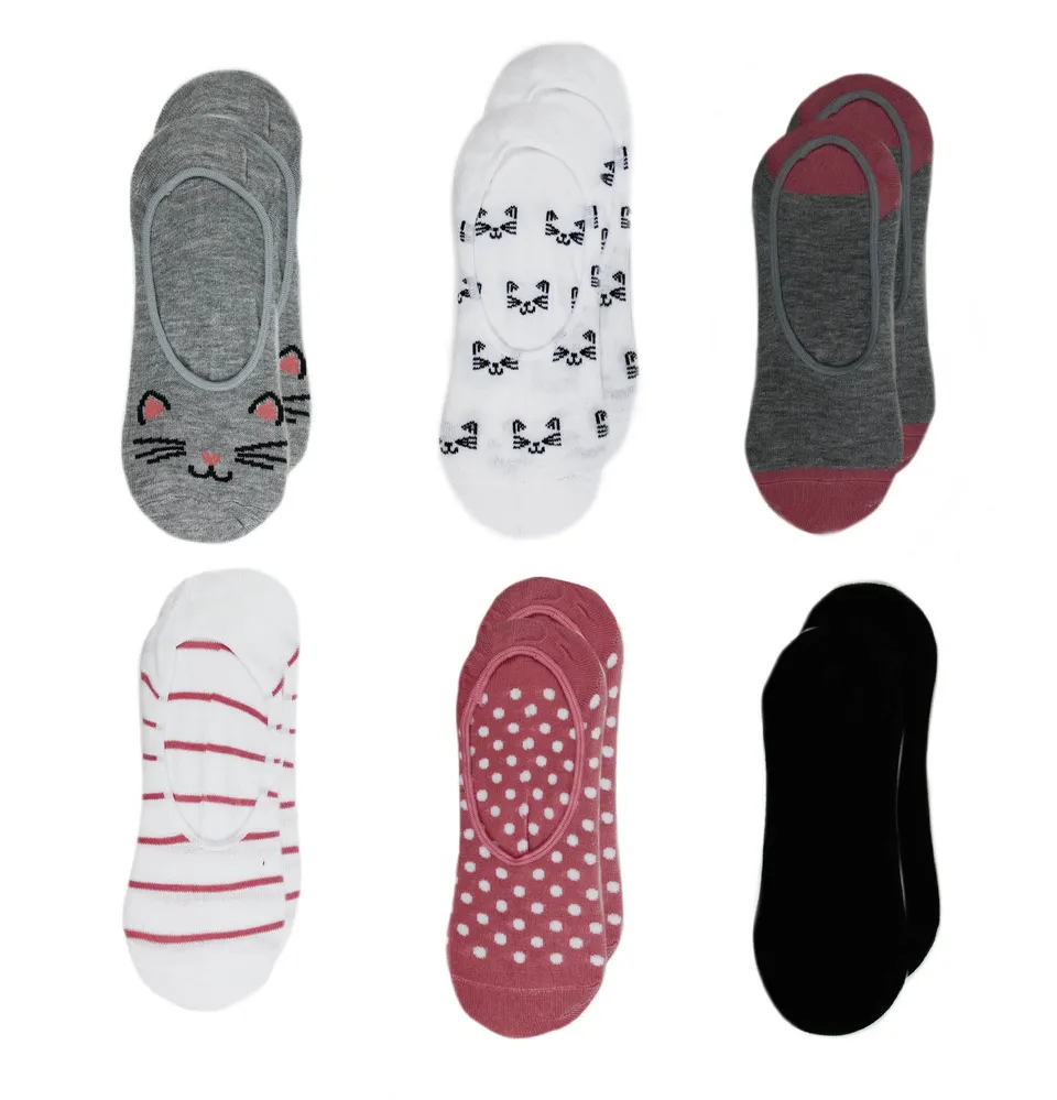 capelli-new-york-ladies-socks-cat-sneaker-socken-6er-pack-gel image 1
