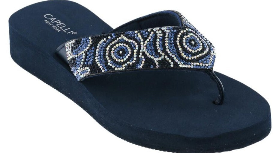 capelli-new-york-ladies-flip-flops-navy-zehentrenner-keil image 1