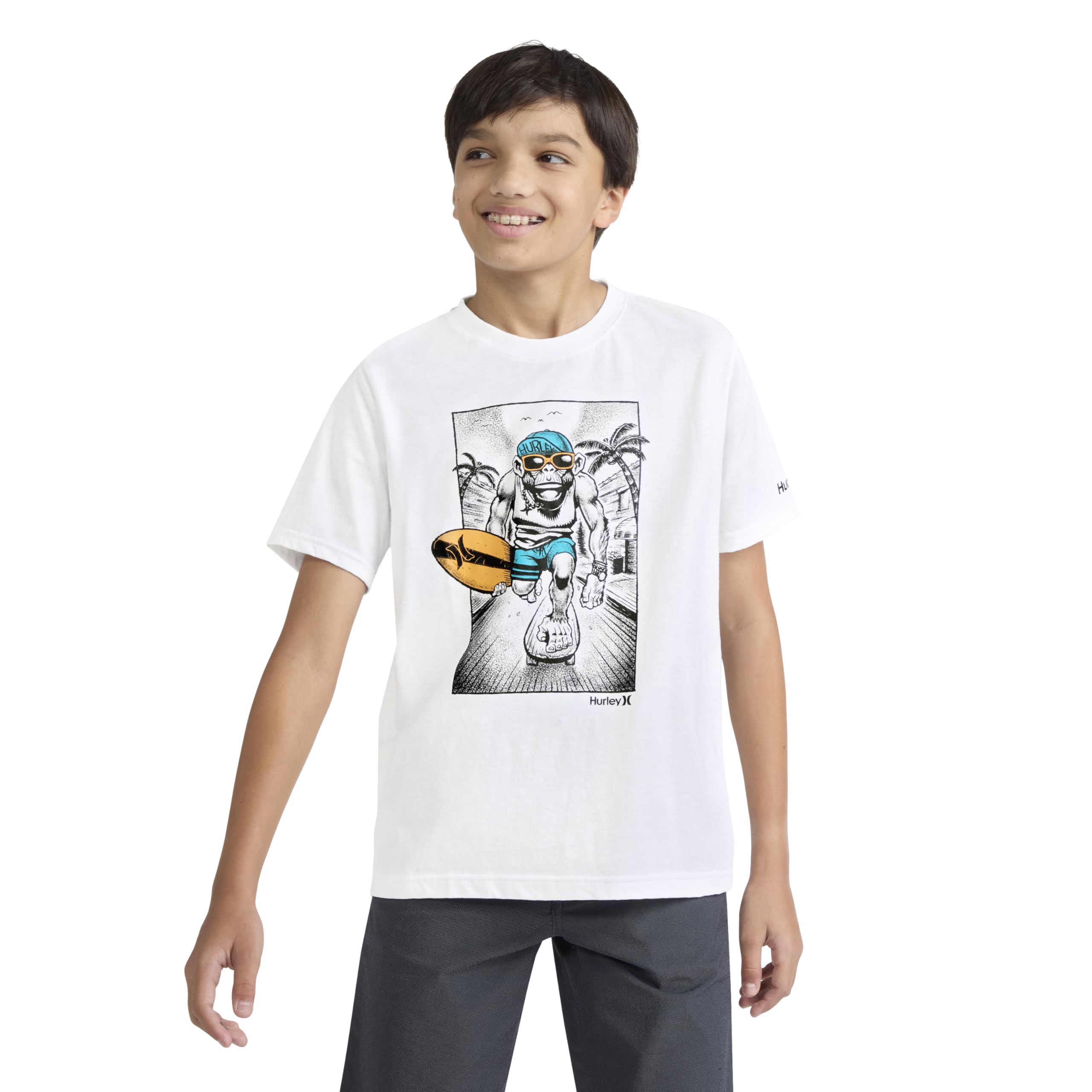 hurley-jungen-grafik-t-shirt-kurzarm-jersey-blau-wei image 3