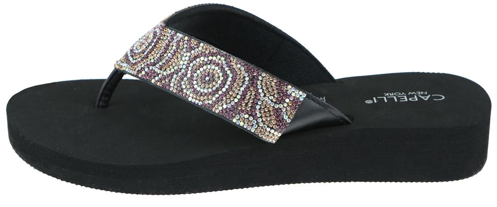 capelli-new-york-ladies-flip-flops-black-gem-wedge-sandale image 3