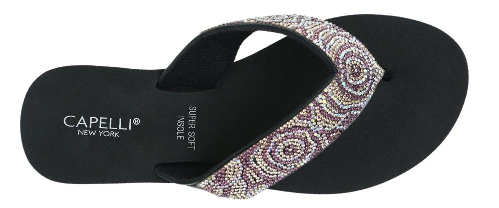 capelli-new-york-ladies-flip-flops-black-gem-wedge-sandale image 4