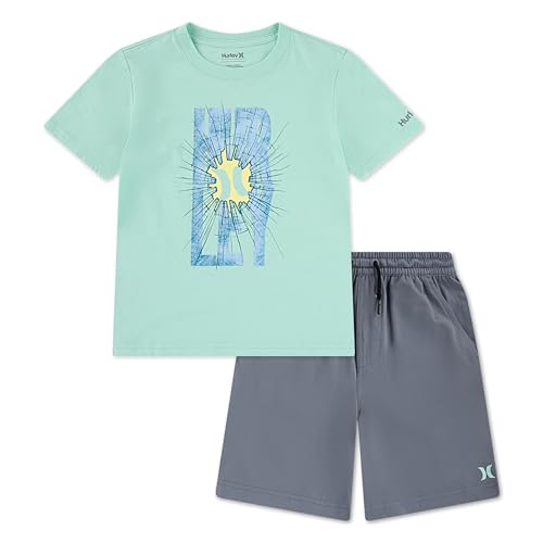 hurley-t-shirt-shorts-set-jungen-grau-8-10-jahre-grafik image 6