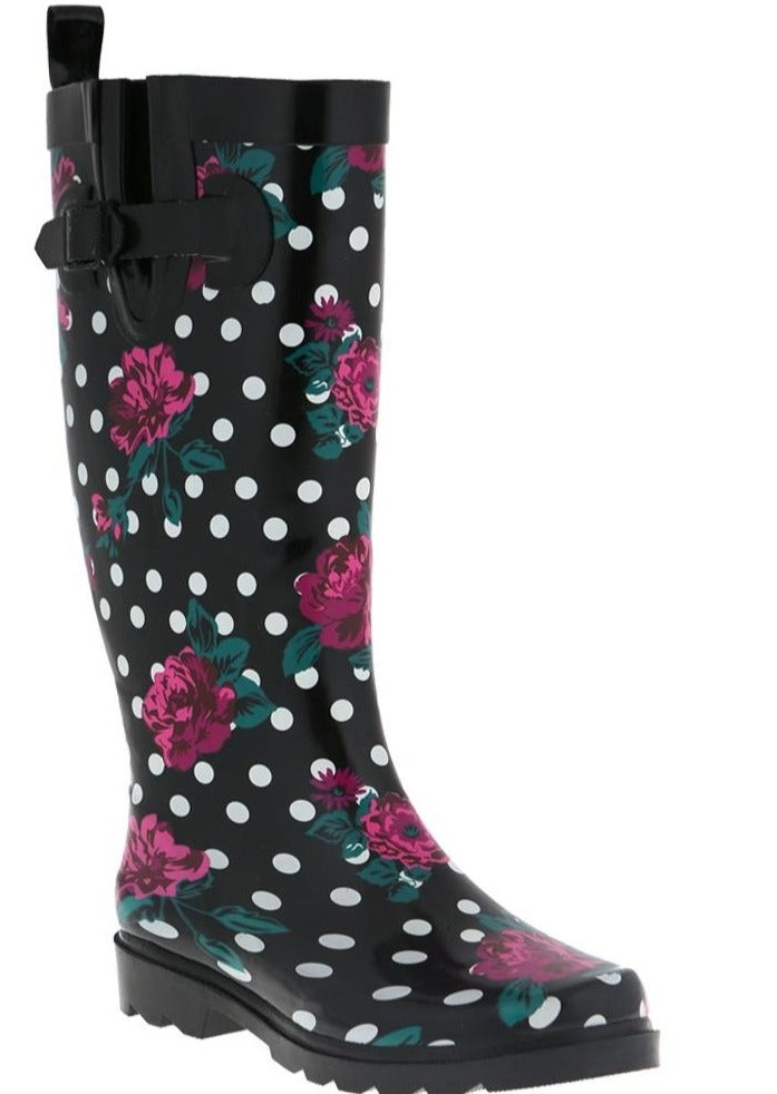 capelli-new-york-ladies-rain-boots-floral-dots-gummistiefel-gr-e-8-wasserdicht image 1