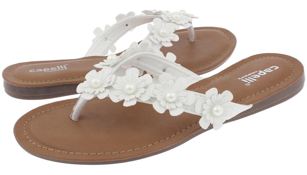capelli-new-york-ladies-flip-flops-zehentrenner-wei-blumen image 2