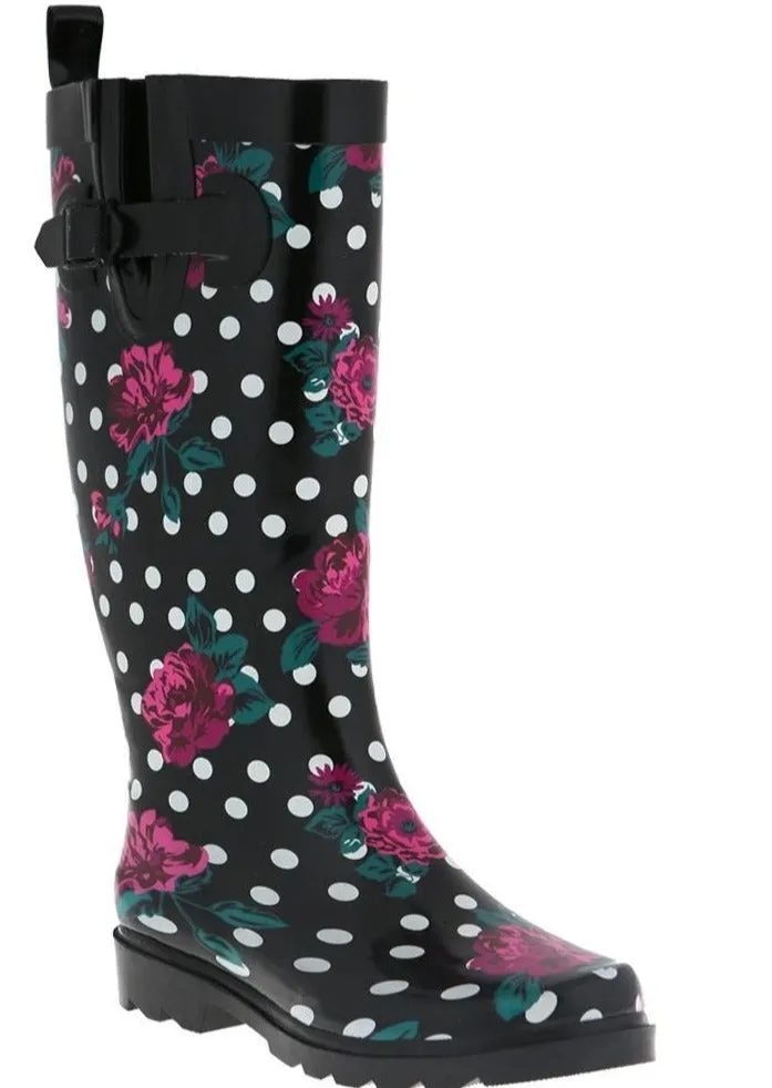 capelli-new-york-ladies-rain-boots-floral-dots-gummistiefel-gr-e-8-wasserdicht image 1