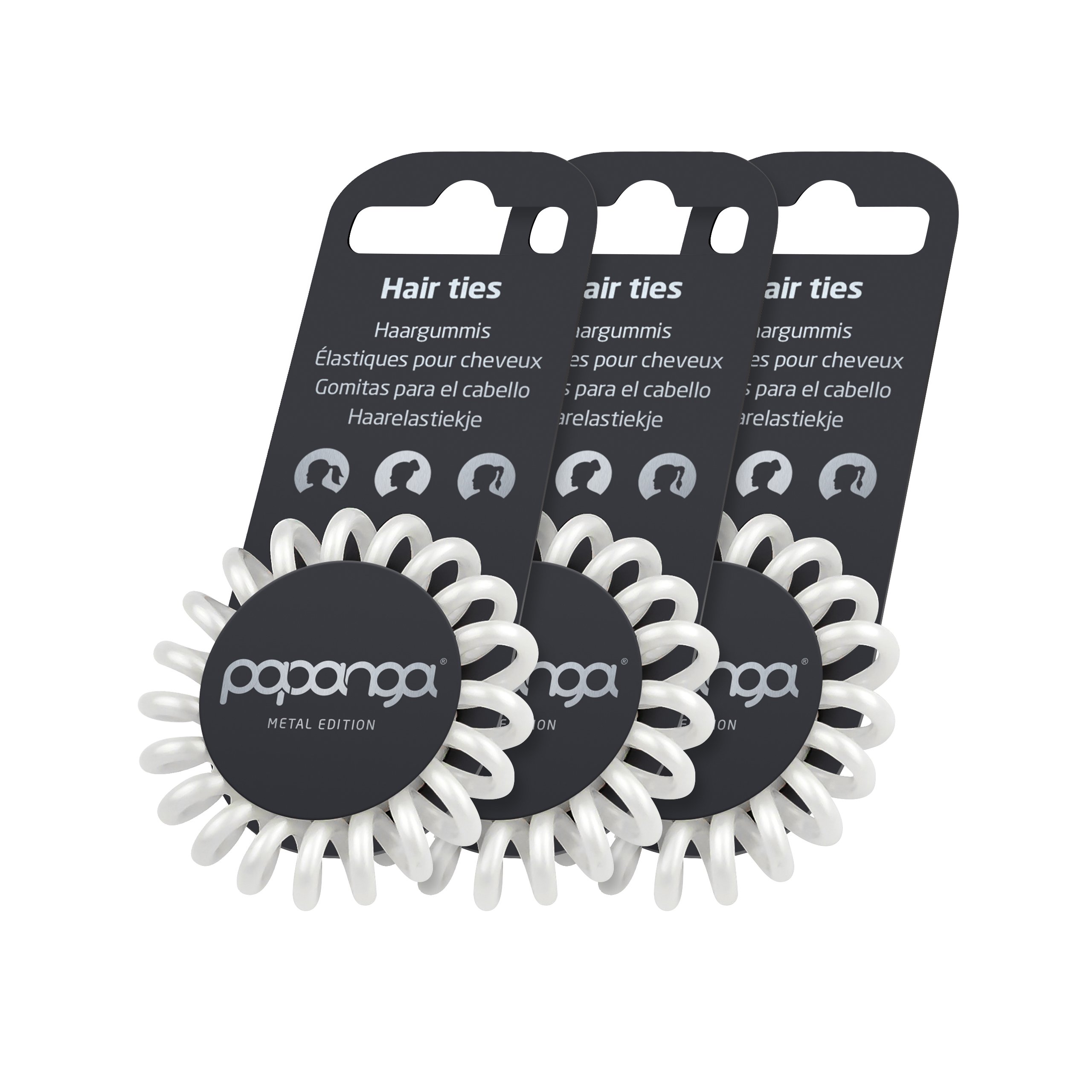 papanga-metal-edition-spiral-haargummi-small-white-pearl-4er image 2
