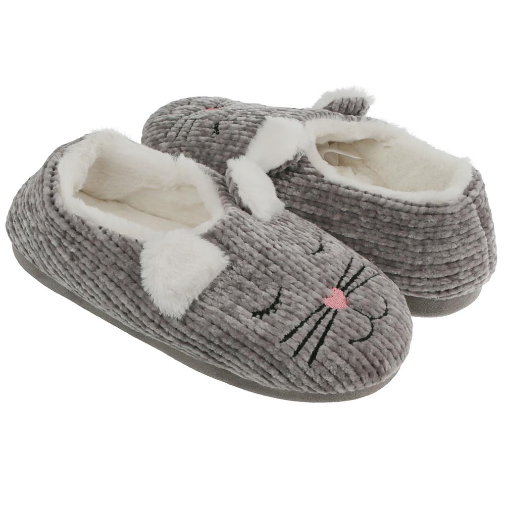 capelli-new-york-hausschuhe-damen-katze-chenille-clog-slipper image 2