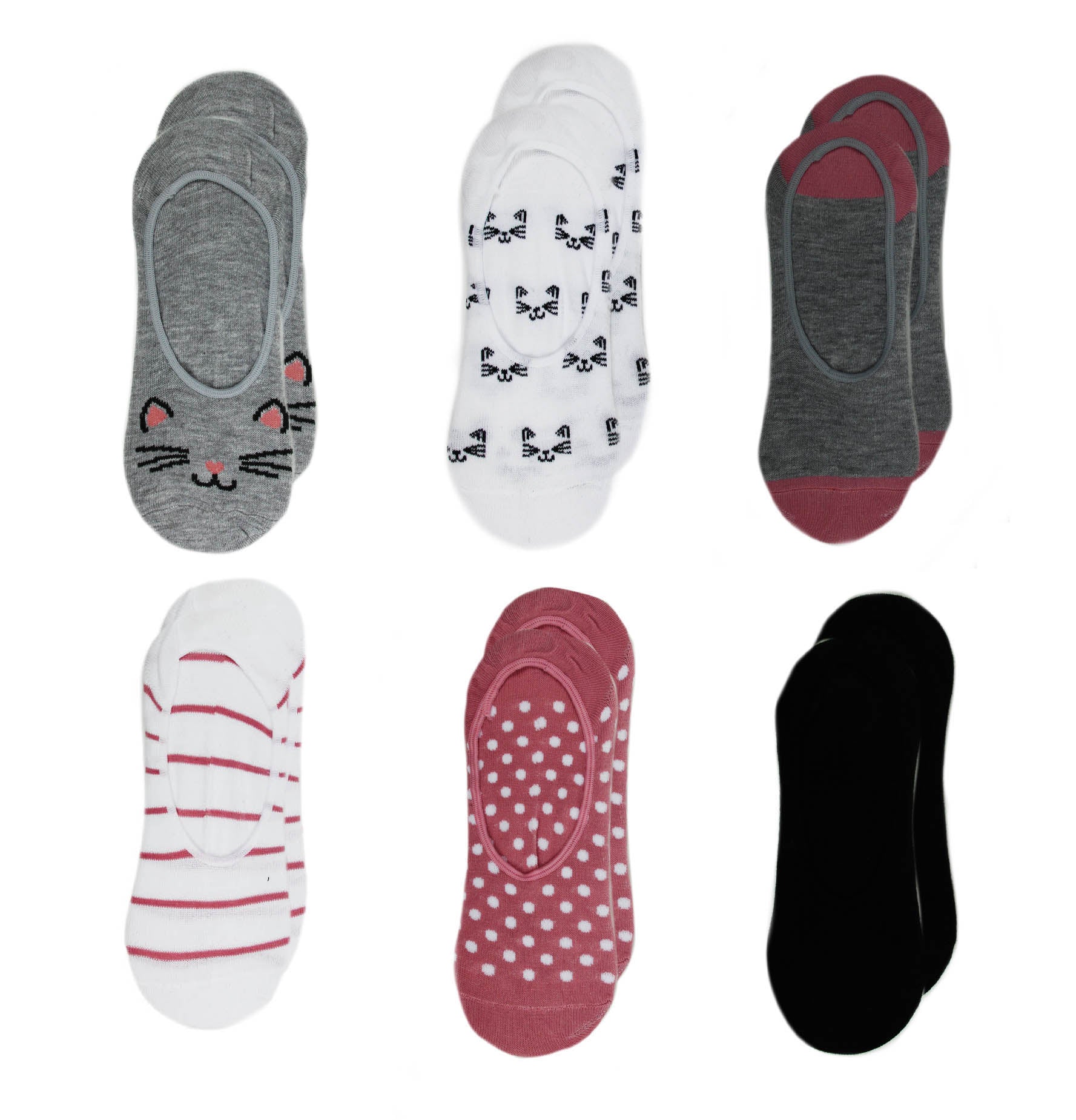capelli-new-york-ladies-socks-cat-sneaker-socken-6er-pack-gel image 1