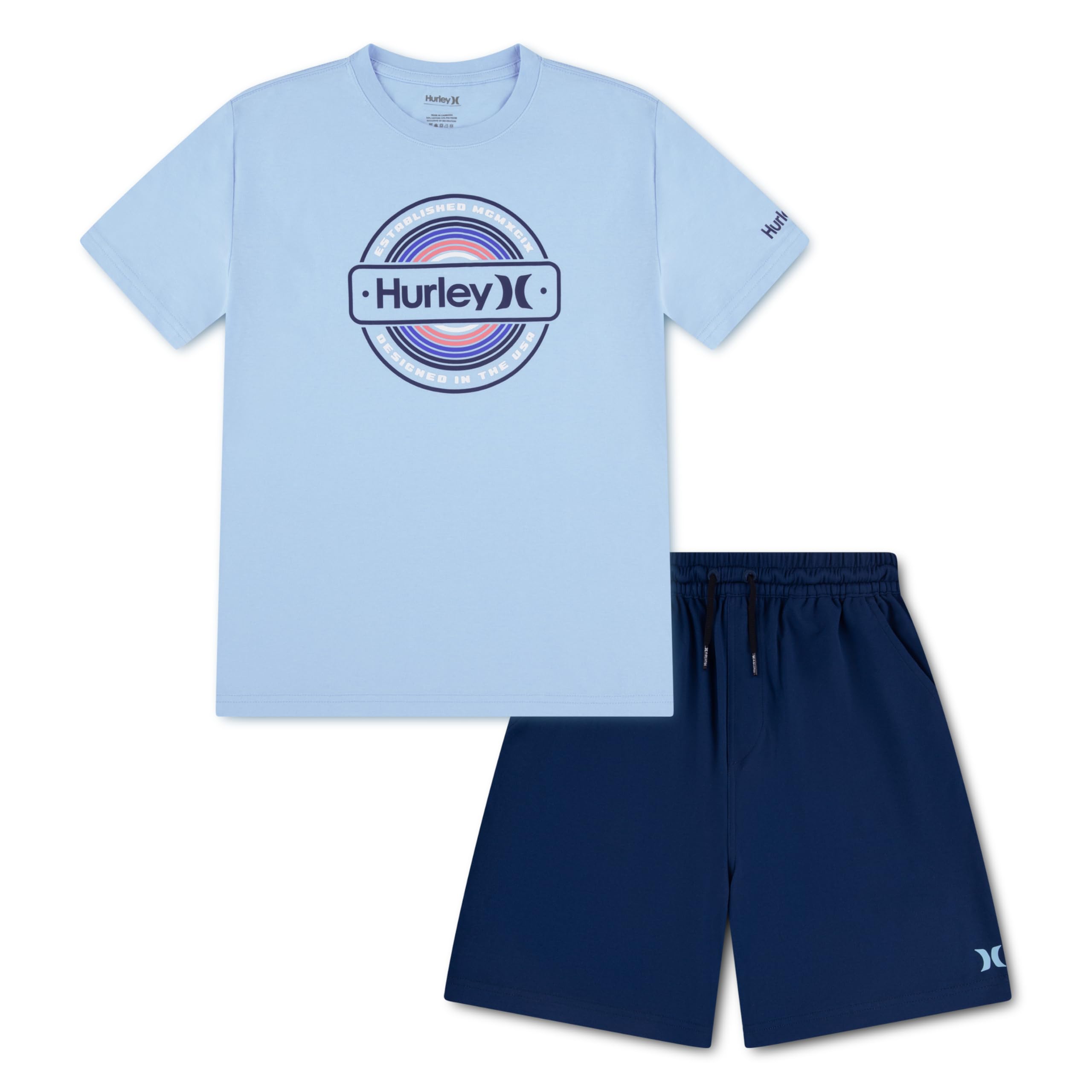 hurley-t-shirt-shorts-set-jungen-grau-8-10-jahre-grafik image 4