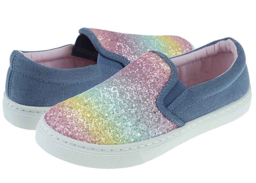 capelli-new-york-sneaker-m-dchen-glitter-slip-on-regenbogen image 3
