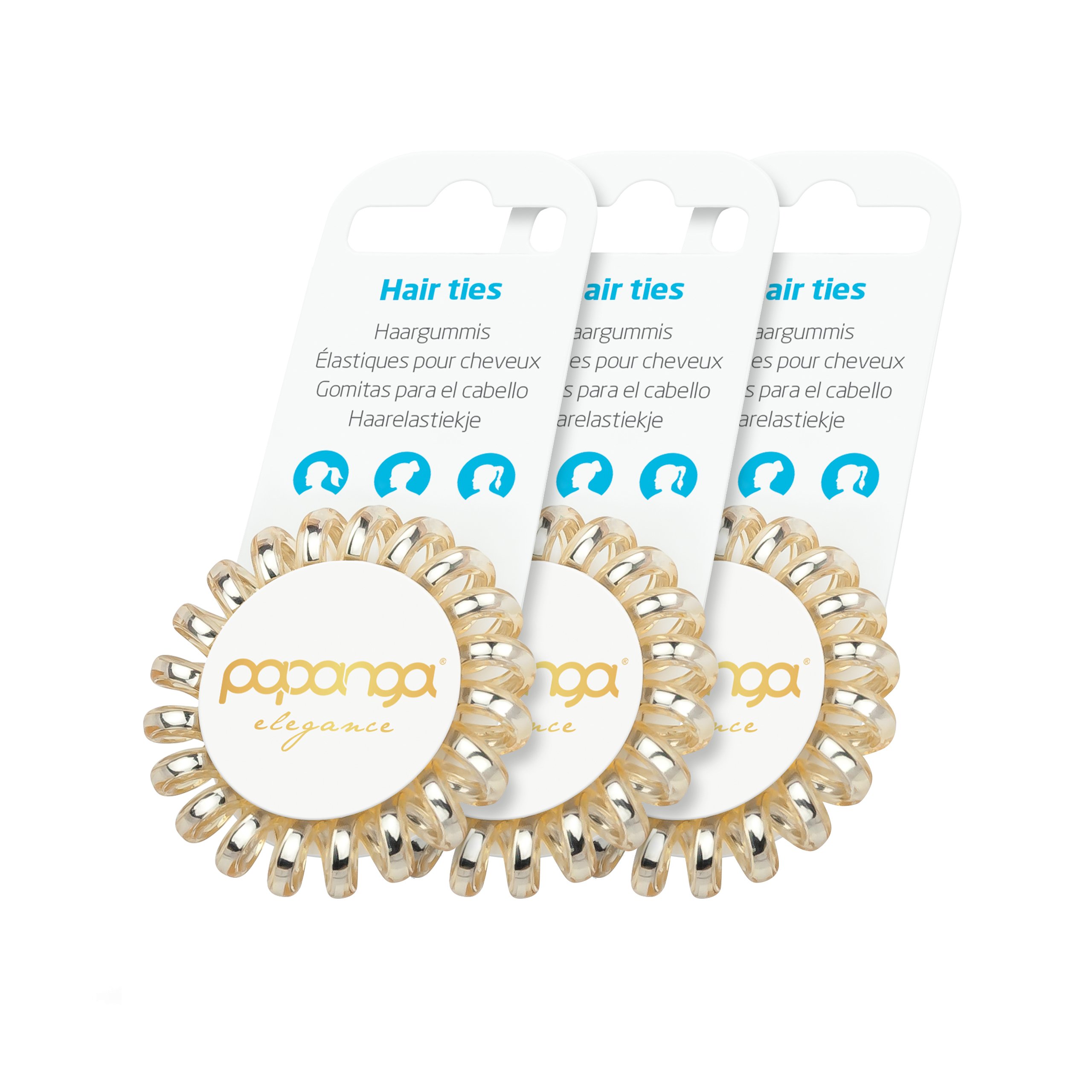papanga-elegance-small-spiral-haargummi-4er-golden-silver image 2