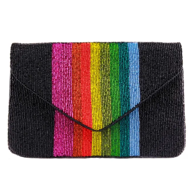 capelli-new-york-ladies-handbags-rainbow-beaded-clutch-kette image 1