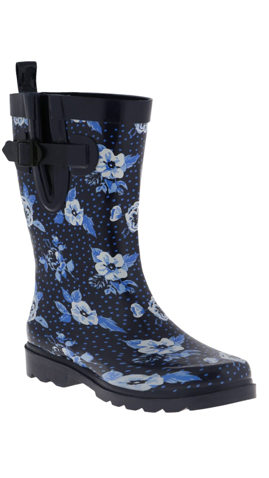 capelli-new-york-gummistiefel-damen-navy-blumenprint-schnalle image 1