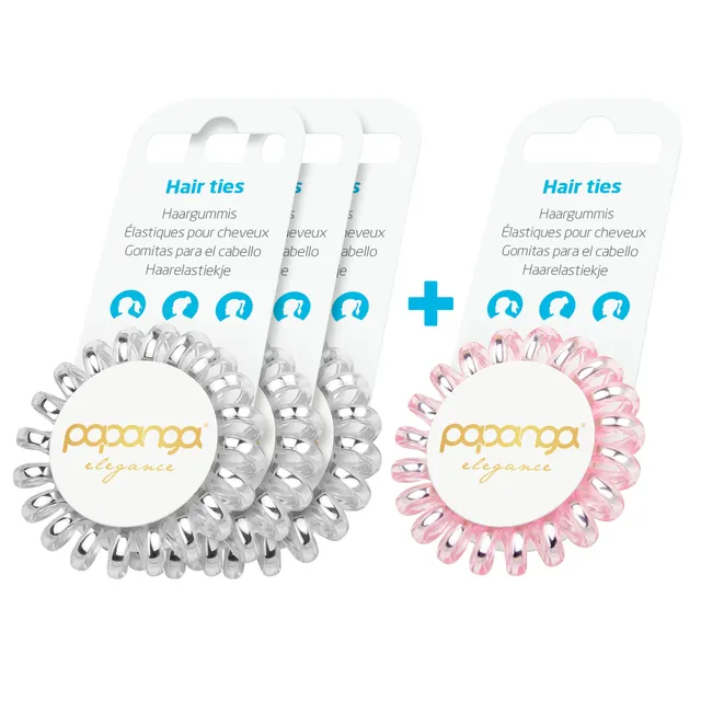 papanga-elegance-small-spiral-haargummi-4er-silver-ros image 1