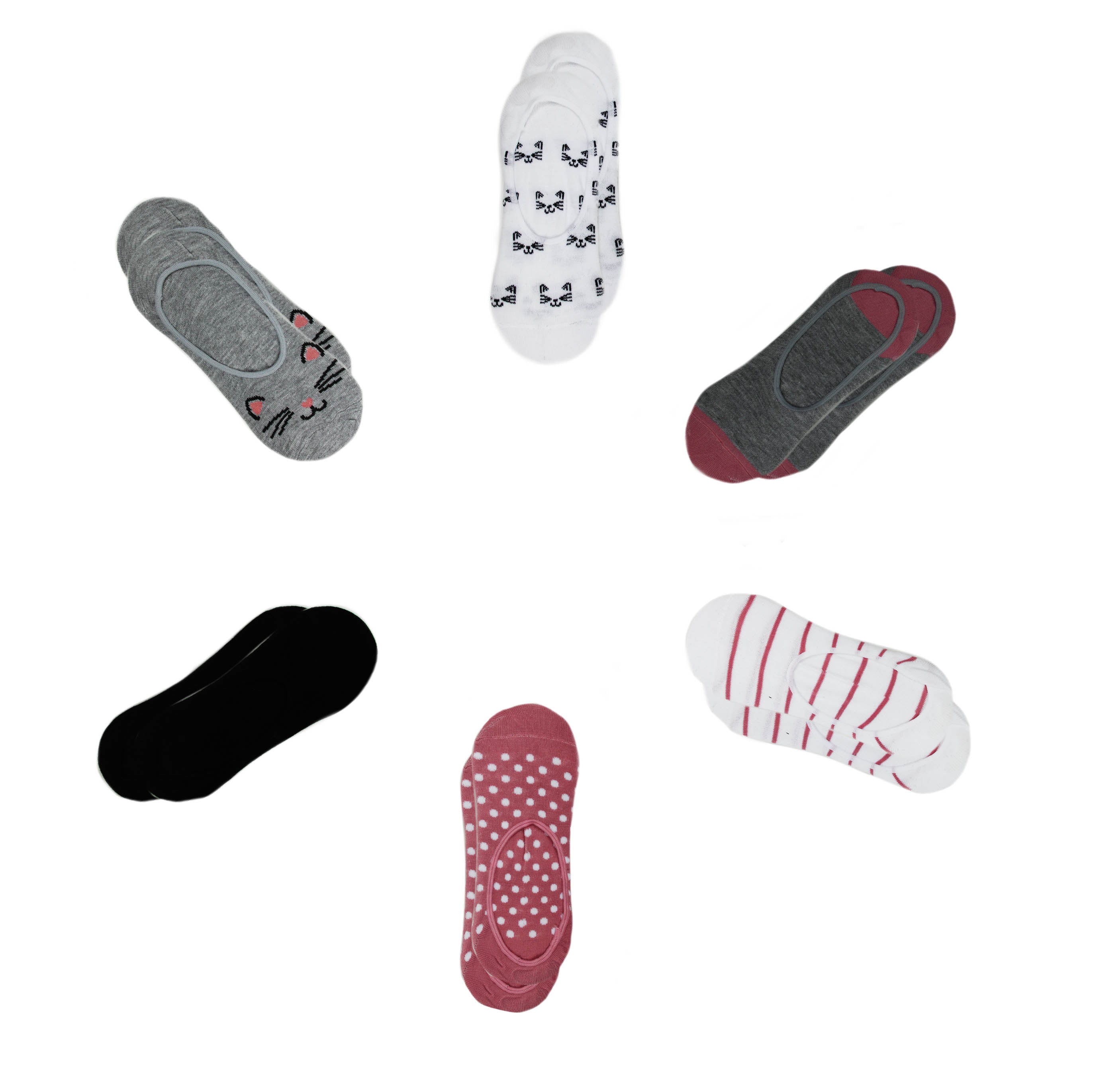 capelli-new-york-ladies-socks-cat-sneaker-socken-6er-pack-gel image 2