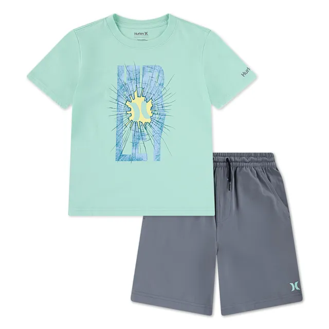 hurley-t-shirt-shorts-set-jungen-grau-8-10-jahre-grafik image 1